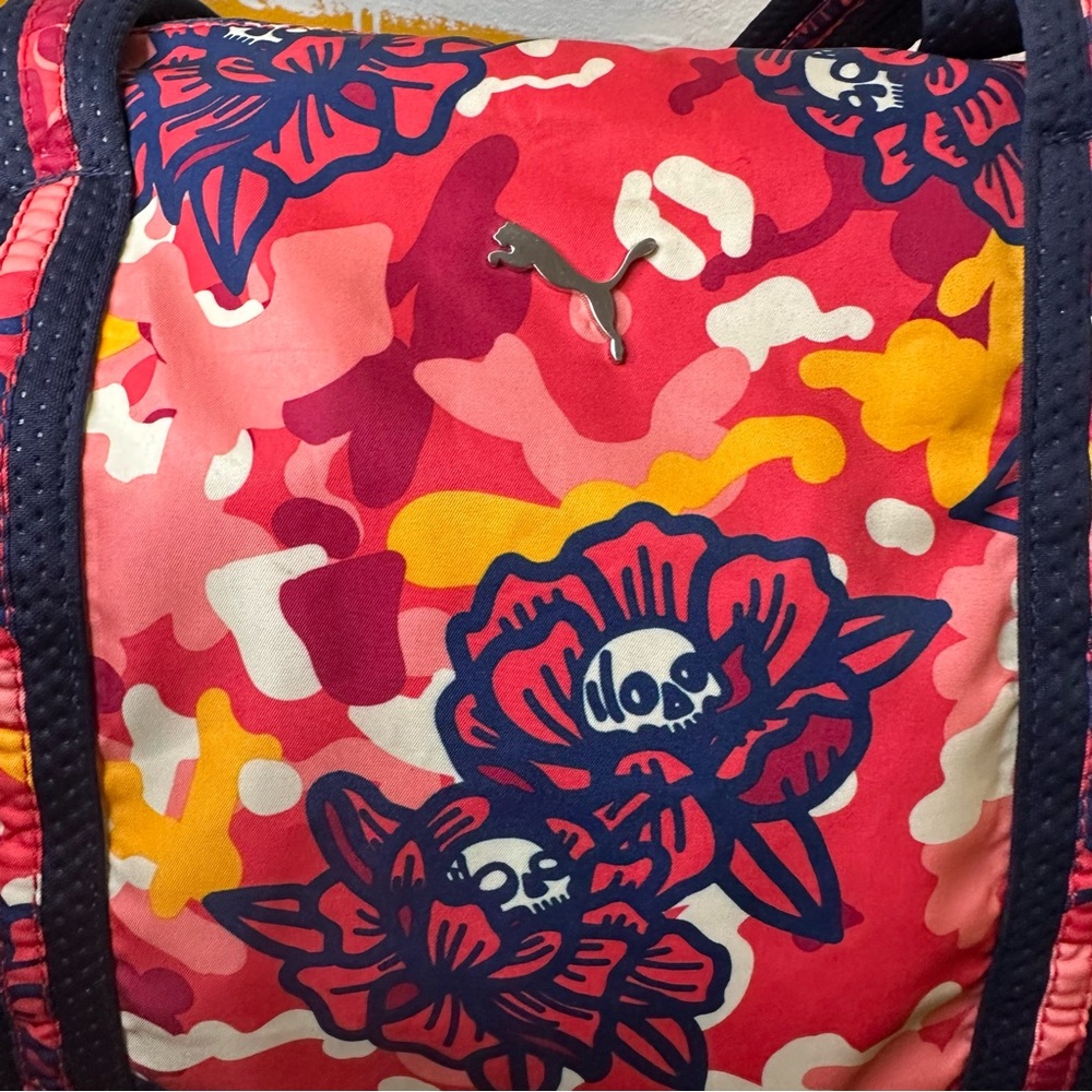 Puma Special Design Rare Floral Skeleton Camouflage Tote Bag in Pink and Blue - Picture 14 of 15